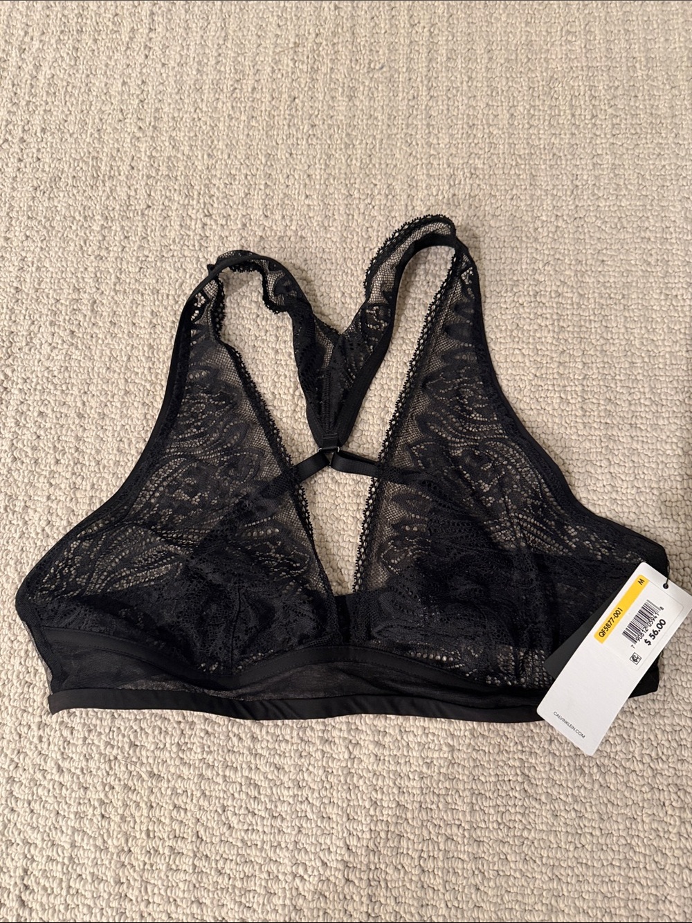 Calvin Klein Black Lace Racerback Bralette - Brand New with Tags!
